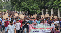 DU students protest quota system in govt jobs